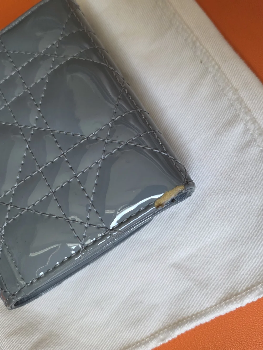 Lady Dior Lotus Patent Quilted Wallet